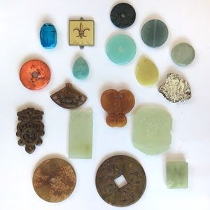 Set of Carved Stone Pendants For Jewelry Making